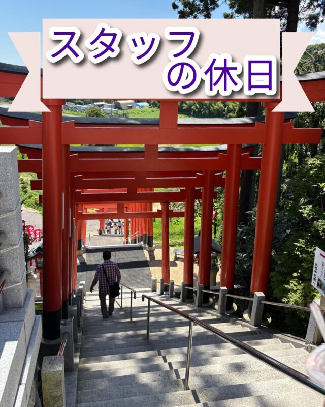 こんにちは、ジョブタス豊四季です☺️
今日は毎週恒例スタッフの休日コーナー❣️
今回の担当は、私です！
先日、福島県にある「高屋敷稲荷神社」に行ってきました⛩

たまたま見つけた場所だったのですが、すごく素敵だったのでご紹介します✨

神社は丘の上にあり、そこへ続く参道には鳥居がずらーっと並んでいて圧巻！
境内にはなんと烏骨鶏（うこっけい）がいて、エサもあげられるんです🐔
とっても可愛くて癒されました！
夏の風情が感じられる休日でした🎐