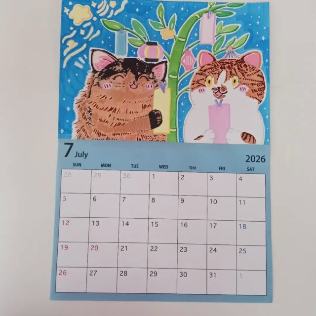 遅くなりました、
7月のカレンダーです。
七夕は過ぎてしまいましたが、
皆さんの願いが叶いますように…👏